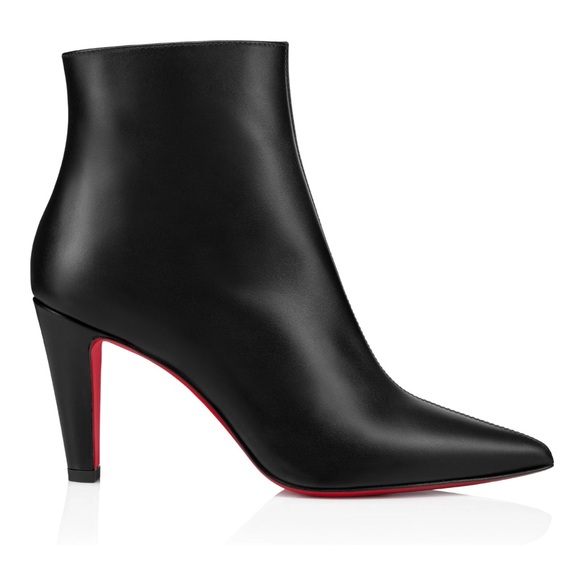 Christian Louboutin Vibella Booty 85 Black Calf Leather Pointed Heel Bootie 40.5 - Picture 3 of 13